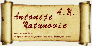 Antonije Matunović vizit kartica
